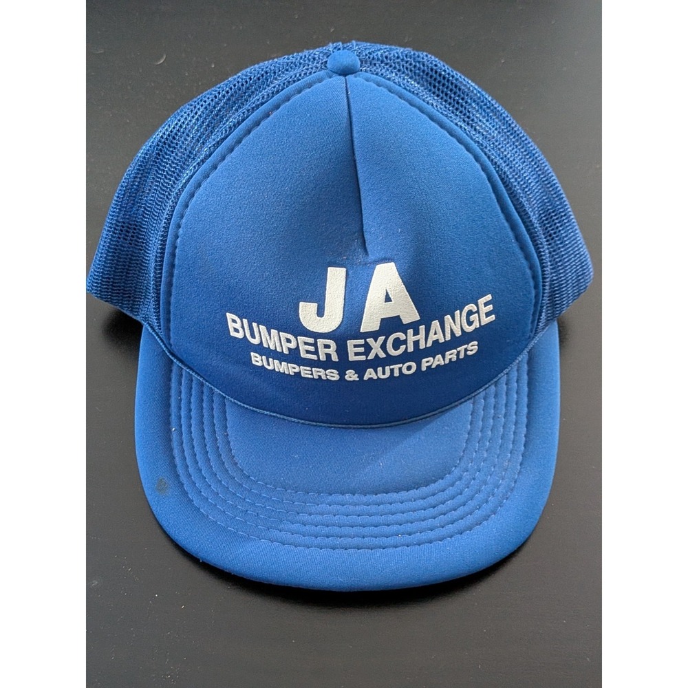 Vintage JA Bumper Exchange Auto Parts Snapback Hat Mesh Foam Trucker Blue OS